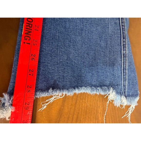 Flying Monkey High Rise Kick Boot Crop Raw Hem Jeans Blue Size 29 - Picture 6 of 6